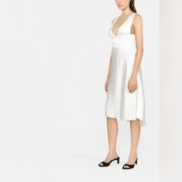 DANIELLE GUIZIO White Slit Satin Dress - Picture 8 of 9